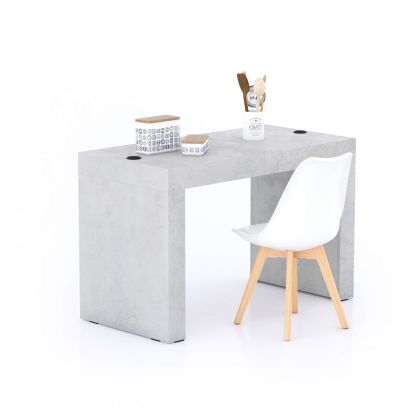 Evolution dining table 47.2 x 23.6 in, with Wireless Charger, Concrete Effect, Grey with Two Legs