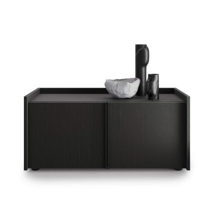 Romina Low Sideboard (36.85x14.17x17.32 in), 2 Doors, Ashwood Black