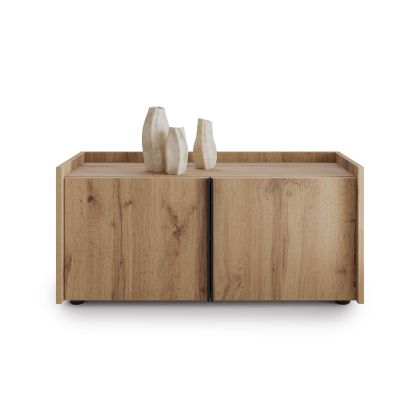 Romina Low Sideboard (36.85x14.17x17.32 in), 2 Doors, Rustic Oak