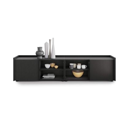 Romina Low Sideboard (72.28x14.17x17.32 in), 2 Doors, Ashwood Black