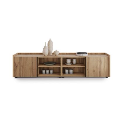 Romina Low Sideboard (72.28x14.17x17.32 in), 2 Doors, Rustic Oak