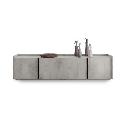 Romina Low Sideboard (72.28x14.17x17.32 in), 4 Doors, Concrete Grey Effect