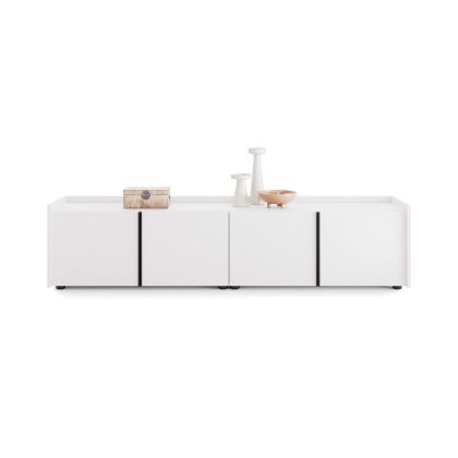 Romina Low Sideboard (72.28x14.17x17.32 in), 4 Doors, Ashwood White