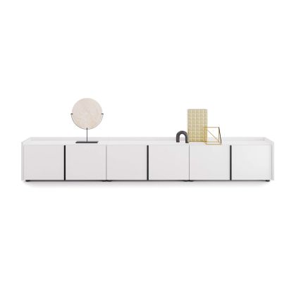 Romina Low Sideboard (107.71x14.17x17.32 in), 6 Doors, Ashwood White