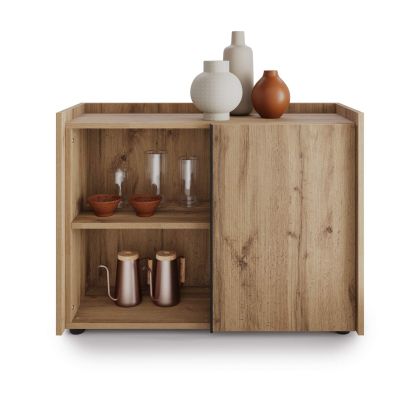 Romina Low Sideboard (36.85x14.17x27.55 in), 1 Door, Rustic Oak