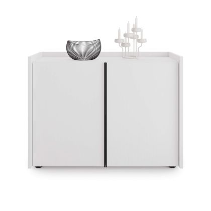 Romina Low Sideboard (36.85x14.17x27.55 in), 2 Doors, Ashwood White