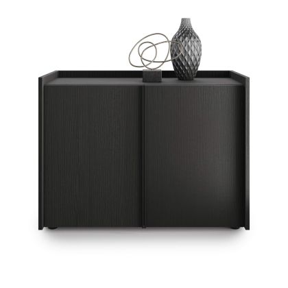 Romina Low Sideboard (36.85x14.17x27.55 in), 2 Doors, Ashwood Black