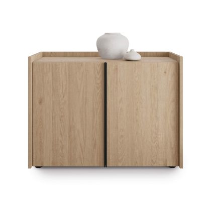 Romina Low Sideboard (36.85x14.17x27.55 in), 2 Doors, Light Oak