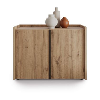 Romina Low Sideboard (36.85x14.17x27.55 in), 2 Doors, Rustic Oak