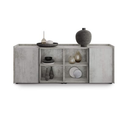 Romina Low Sideboard (72.28x14.17x27.55 in), 2 Doors, Concrete Grey Effect