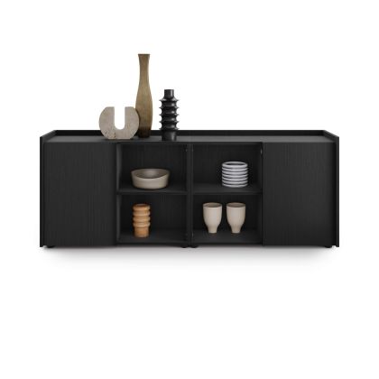 Romina Low Sideboard (72.28x14.17x27.55 in), 2 Doors, Ashwood Black