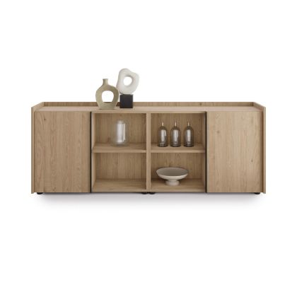 Romina Low Sideboard (72.28x14.17x27.55 in), 2 Doors, Light Oak