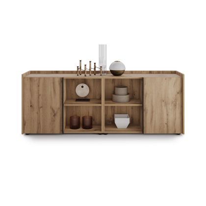 Romina Low Sideboard (72.28x14.17x27.55 in), 2 Doors, Rustic Oak