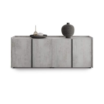 Romina Low Sideboard (72.28x14.17x27.55 in), 4 Doors, Concrete Grey Effect