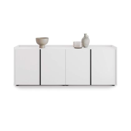 Romina Low Sideboard (72.28x14.17x27.55 in), 4 Doors, Ashwood White