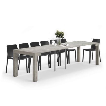 First, Extendable Console Table 17.7(120)x35.4 in, Concrete Effect, Grey