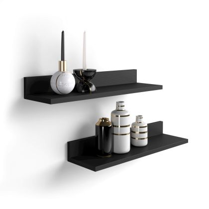 Set of 2 Rachele shelves, 23.62 in, Ashwood Black
