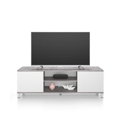 Rachele TV Stand, Concrete Effect, Grey and Ashwood White