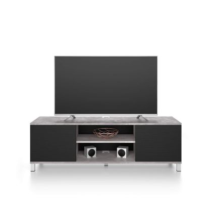 Rachele TV Stand, Concrete Effect, Grey and Ashwood Black