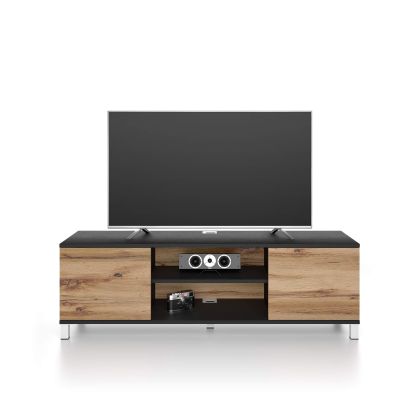 Rachele TV Stand, Ashwood Black and Rustic Oak