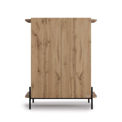 Olivia Tall Sideboard with 2 Doors 38.2x15.9x47.2 in, Rustic Oak