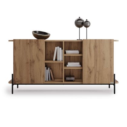 Olivia Sideboard with 2 Doors (65.7x15.9x32.2 in), Rustic Oak