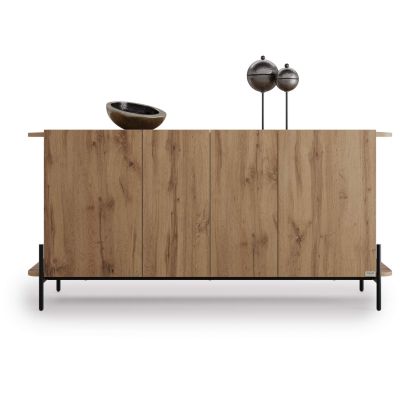 Olivia Sideboard with 4 Doors (65.7x15.9x32.2 in), Rustic Oak