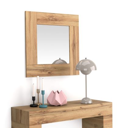 Evolution Square Wall Mirror, 28.7 x 28.7 in, Rustic Oak