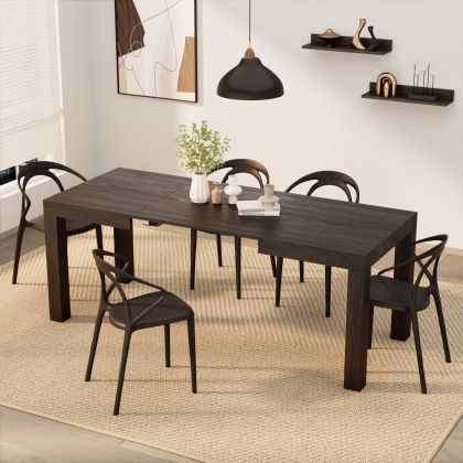 First Extendable Table, 47.2(78.7)x31.5 in, Dark Walnut
