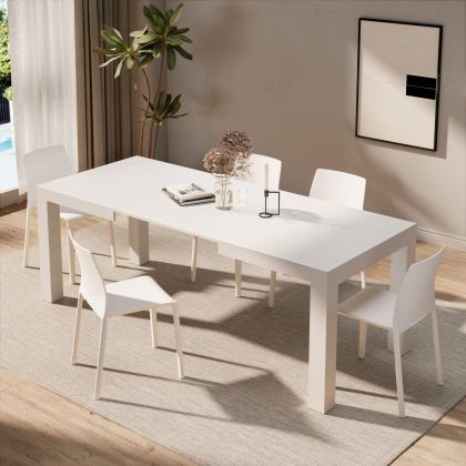 Iacopo Extendable Dining Table, 55.1(86.6)x35.4 in, Ashwood White