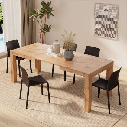 Iacopo Extendable Dining Table, 55.1(86.6)x35.4 in, Rustic Oak