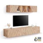 Parete Soggiorno Emma 4, Rovere Rustico, 208x44x162,4 cm
