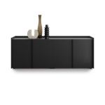 Mobile Basso Romina (183,6x36x70 cm), 4 Ante, Nero Frassino