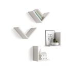 Mobili Fiver, Set di 4 Mensole a "V", Giuditta, Bianco Frassino, Made in Italy