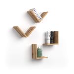 Mobili Fiver, Set di 4 Mensole a "V", Giuditta, Rovere Rustico, Made in Italy