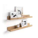 Coppia Mensole portafoto-quadri First, 60 cm, Rovere Rustico