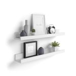 Coppia Mensole portafoto-quadri First, 80 cm, Bianco Opaco