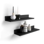 Coppia Mensole Rachele, 80 cm, Nero Frassino