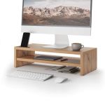 Mobili Fiver, Supporto per monitor Riki da scrivania, h.15 cm, color Rovere Rustico, Made in Italy