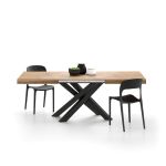 Tavolo Allungabile Emma 140(220)x90 cm, Rovere Rustico con Gambe Incrociate Nere