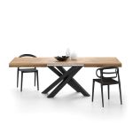 Tavolo Allungabile Emma 160(240)x90 cm, Rovere Rustico con Gambe Incrociate Nere